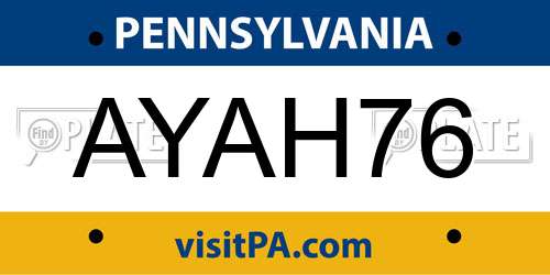 AYAH76 Pennsylvania License Plate