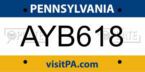 AYB618 Pennsylvania License Plate