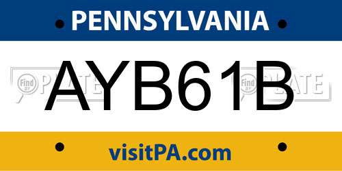 AYB61B Pennsylvania License Plate