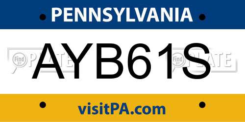 AYB61S Pennsylvania License Plate