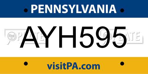 AYH595 Pennsylvania License Plate
