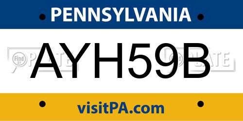 AYH59B Pennsylvania License Plate