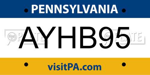 AYHB95 Pennsylvania License Plate