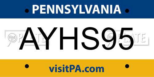 AYHS95 Pennsylvania License Plate
