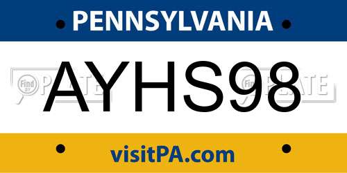 AYHS98 Pennsylvania License Plate