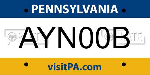 AYN00B Pennsylvania License Plate