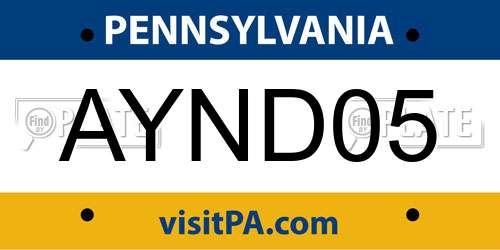 AYND05 Pennsylvania License Plate