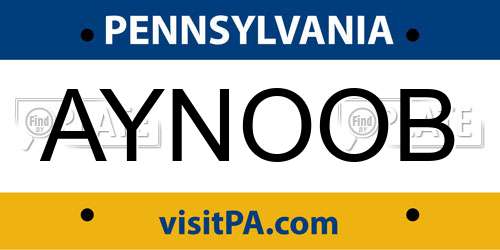 AYNOOB Pennsylvania License Plate