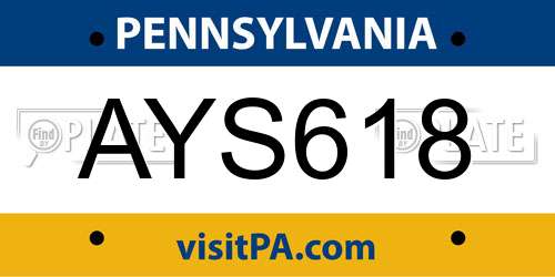 AYS618 Pennsylvania License Plate