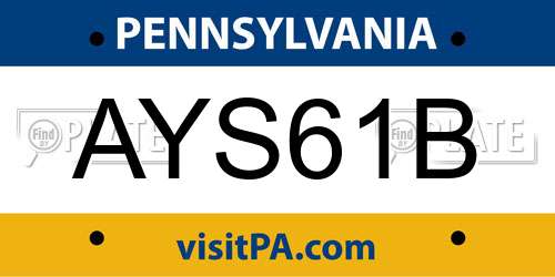 AYS61B Pennsylvania License Plate