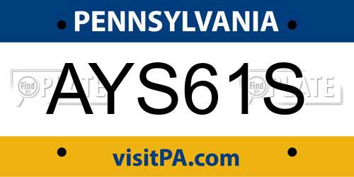AYS61S Pennsylvania License Plate