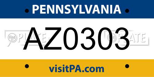 AZ0303 Pennsylvania License Plate