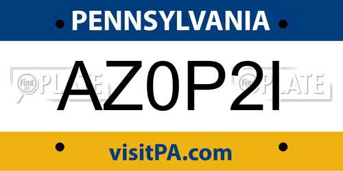 AZ0P2I Pennsylvania License Plate