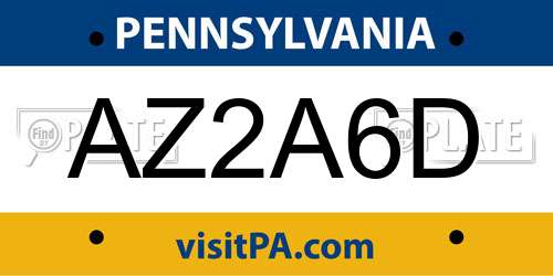 AZ2A6D Pennsylvania License Plate