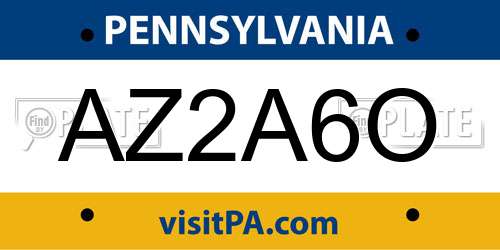 AZ2A6O Pennsylvania License Plate