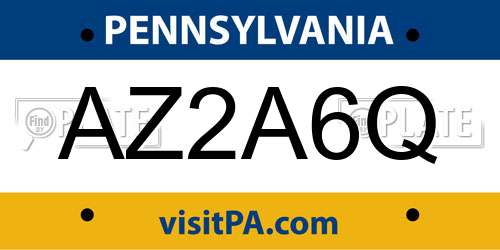 AZ2A6Q Pennsylvania License Plate