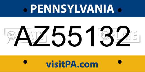 AZ55132 Pennsylvania License Plate