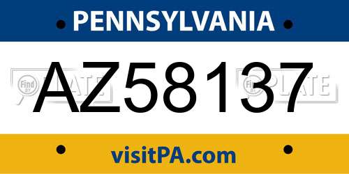 AZ58137 Pennsylvania License Plate