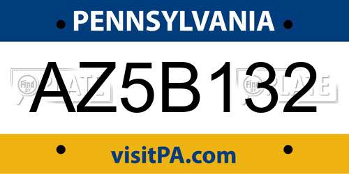 AZ5B132 Pennsylvania License Plate