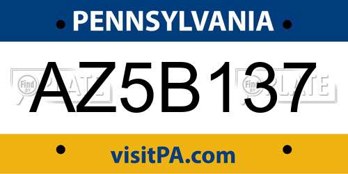 AZ5B137 Pennsylvania License Plate