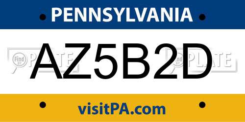 AZ5B2D Pennsylvania License Plate