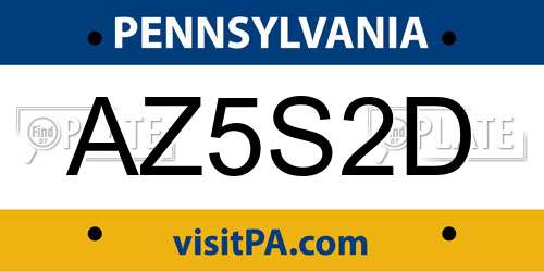 AZ5S2D Pennsylvania License Plate