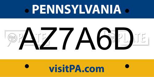 AZ7A6D Pennsylvania License Plate