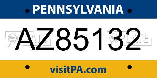 AZ85132 Pennsylvania License Plate
