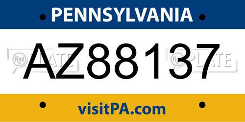 AZ88137 Pennsylvania License Plate