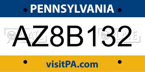 AZ8B132 Pennsylvania License Plate