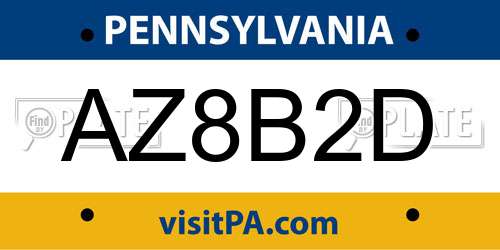 AZ8B2D Pennsylvania License Plate