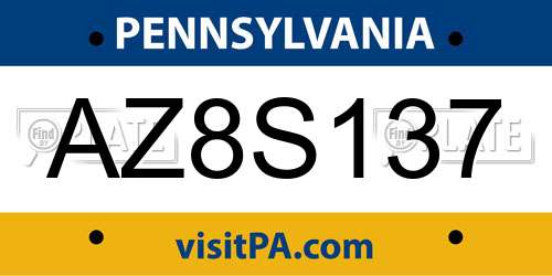 AZ8S137 Pennsylvania License Plate