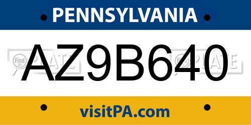 AZ9B640 Pennsylvania License Plate