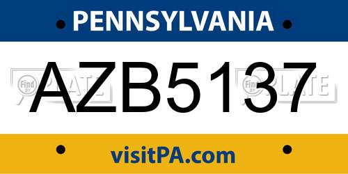 AZB5137 Pennsylvania License Plate