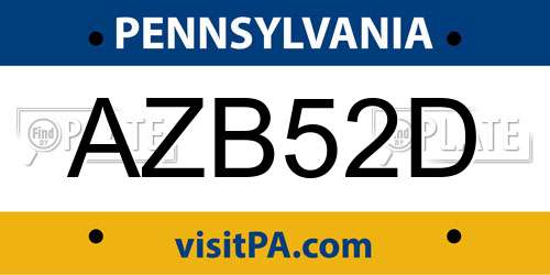 AZB52D Pennsylvania License Plate