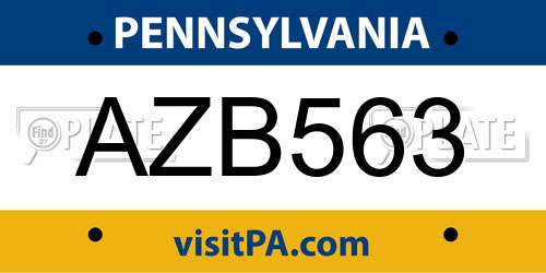 AZB563 Pennsylvania License Plate