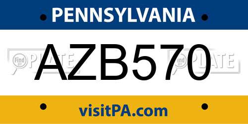 AZB570 Pennsylvania License Plate