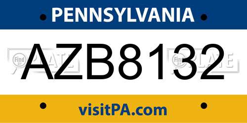 AZB8132 Pennsylvania License Plate