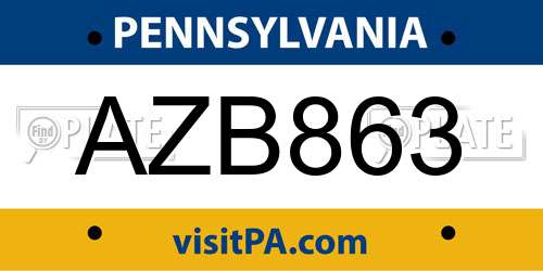 AZB863 Pennsylvania License Plate