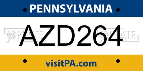 AZD264 Pennsylvania License Plate