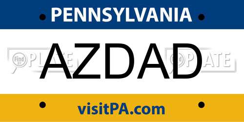 AZDAD Pennsylvania License Plate