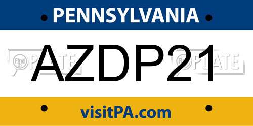 AZDP21 Pennsylvania License Plate