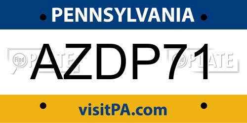 AZDP71 Pennsylvania License Plate