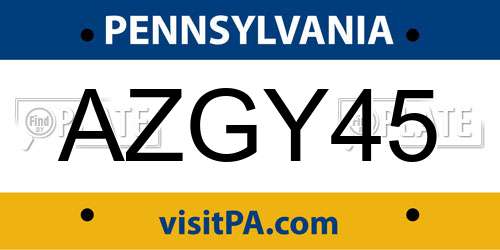 AZGY45 Pennsylvania License Plate