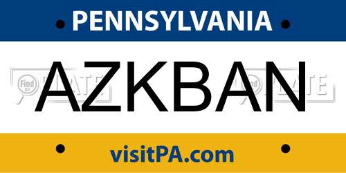 AZKBAN Pennsylvania License Plate