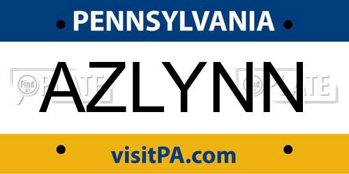 AZLYNN Pennsylvania License Plate