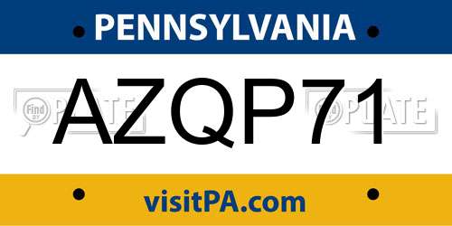 AZQP71 Pennsylvania License Plate