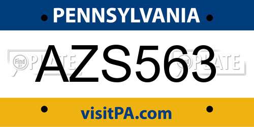 AZS563 Pennsylvania License Plate