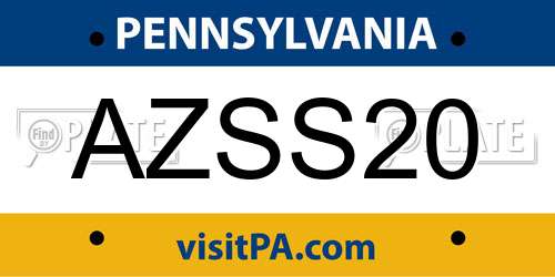 AZSS20 Pennsylvania License Plate