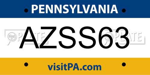 AZSS63 Pennsylvania License Plate